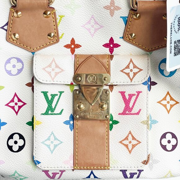 Authentic Louis Vuitton Multicolor Speedy 30 Monogram Sac Hand Bag White Gold - Picture 6 of 15